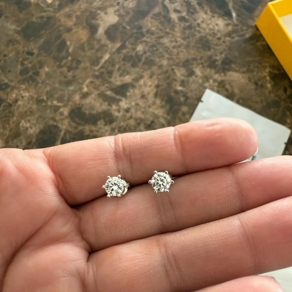 Moissanite Silver Stud Earrings